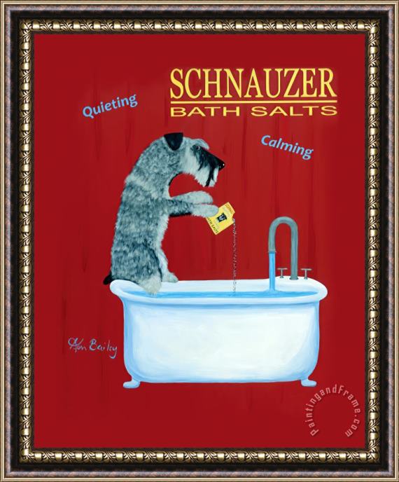 Ken Bailey Schnauzer Bath Salts Framed Painting