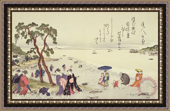 Kitagawa Utamaro A Page From The Gifts Of The Ebb Tide Framed Painting