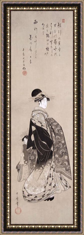Kitagawa Utamaro Courtesan in Procession Framed Painting