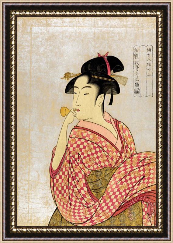 Kitagawa Utamaro Poppen O Fuku Musume Framed Painting