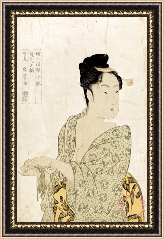 Kitagawa Utamaro Ten Physiognomic Types of Women, Coquettish Type Framed Print