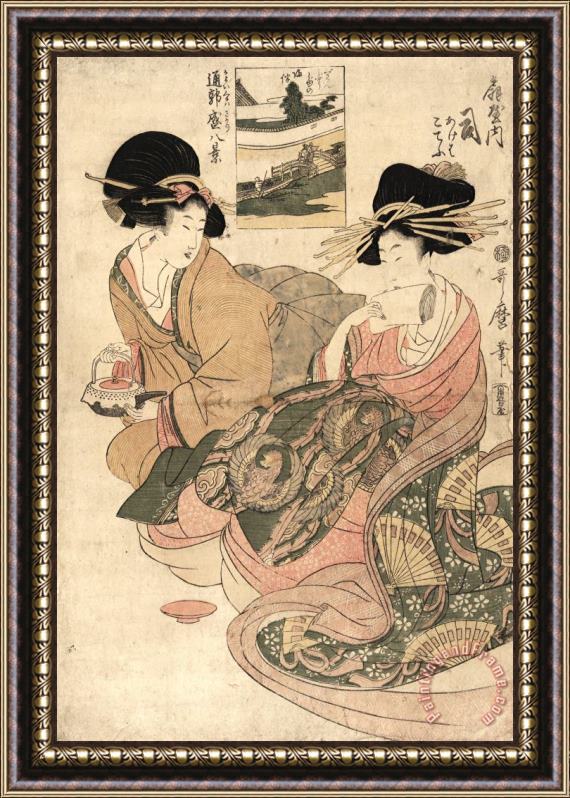 Kitagawa Utamaro The Courtesan Tsukasa of Giya Framed Print