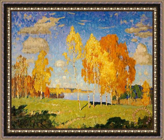 Konstantin Ivanovich Gorbatov Landscape with Birch Trees Framed Painting