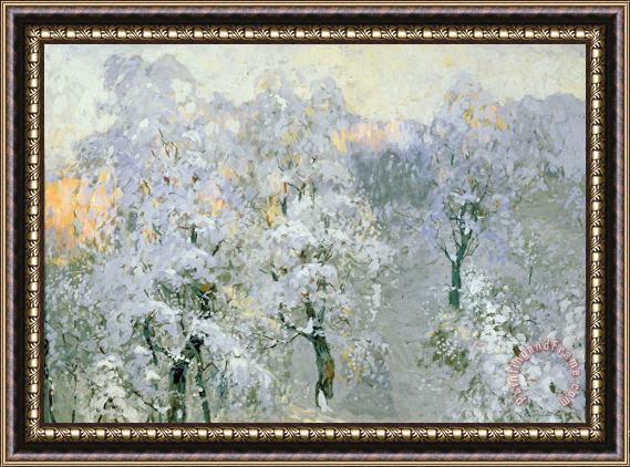 Konstantin Ivanovich Gorbatov Trees in Wintry Silver Framed Painting