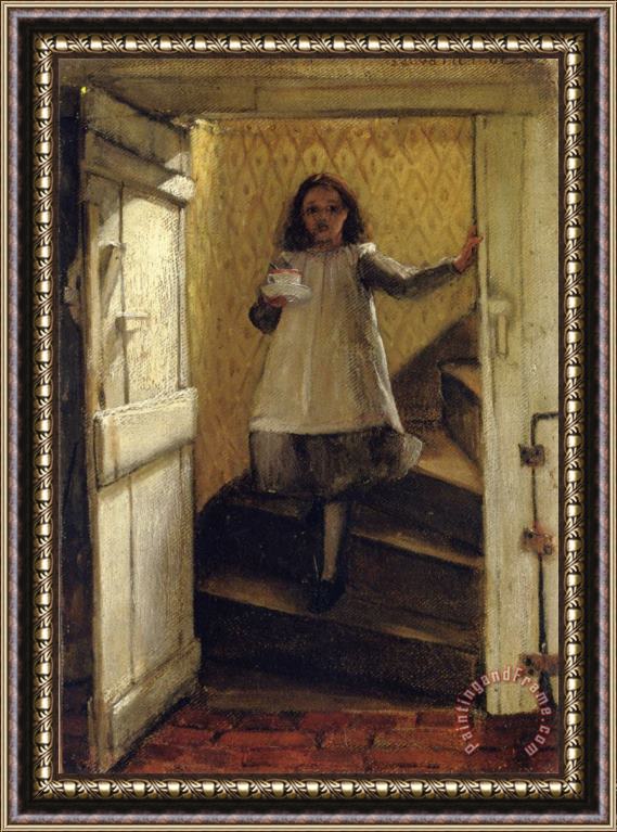 Lady Laura Teresa Alma-tadema Girl on Stairs Framed Painting