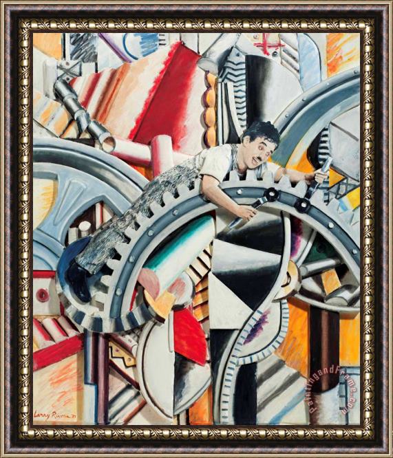 Larry Rivers Modernist Times (chaplin Gears Shapes), 1989 Framed Painting