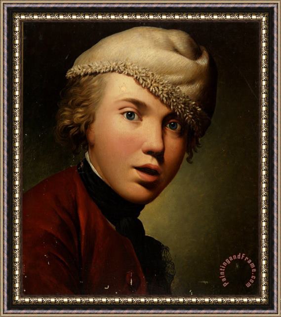 Lars Hansen Copy of Jens Juels' Self Portrait As Young Framed Painting