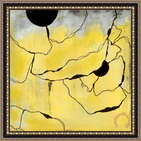 Laura Gunn Poppy Outline on Yellow III Framed Painting