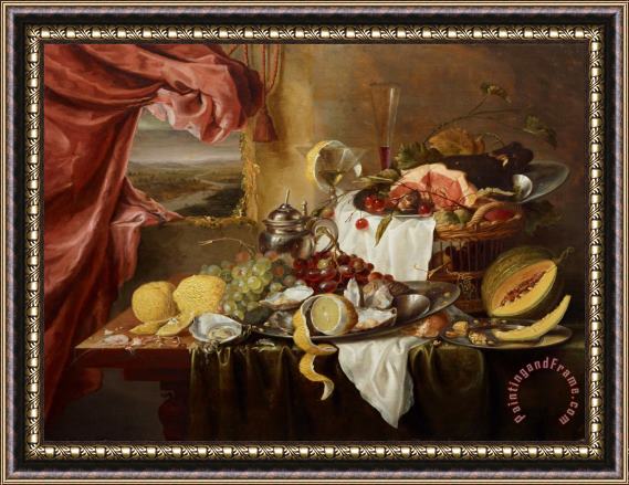 Laurens Craen Still Life with Imaginary View Framed Painting