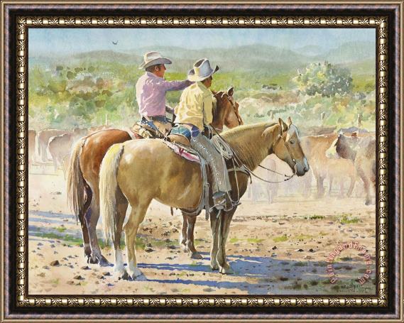 LaVere Hutchings Splitting The Herd Framed Painting