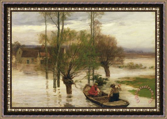 Leon Augustin Lhermitte A Flood Framed Painting