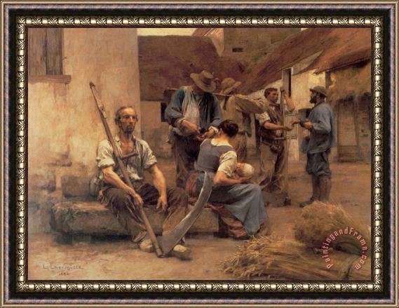 Leon Augustin Lhermitte Paying The Harvesters Framed Print