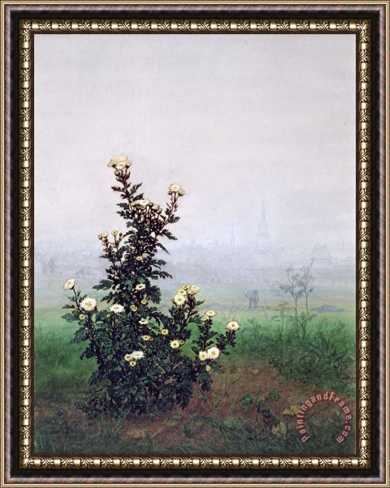 Leon Bonvin Flowering Chrysanthemum With Worker Framed Painting