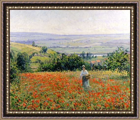 Leon Giran Max Woman in a Poppy Field Framed Painting