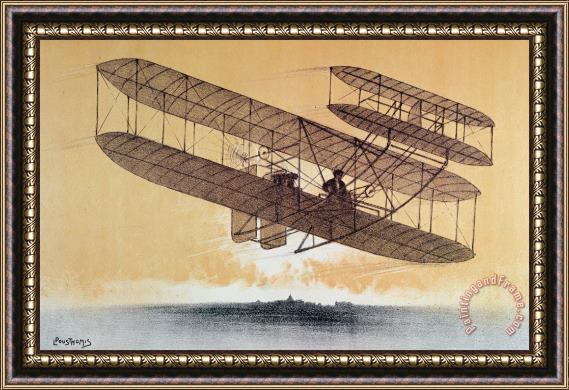 Leon Pousthomis Wilbur Wright In His Flyer Framed Painting