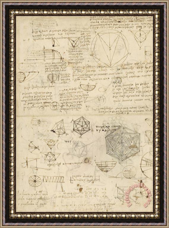 Leonardo da Vinci Cube Sphere Icosahedron Mention Of Known Project For Telescope Framed Print