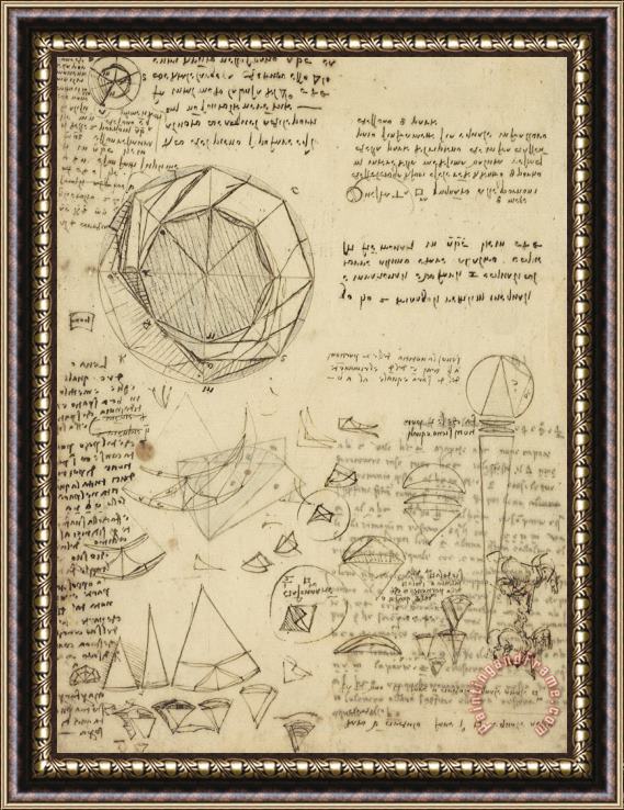 Leonardo da Vinci Decomposition Of Circle Into Bisangles From Atlantic Codex Framed Print