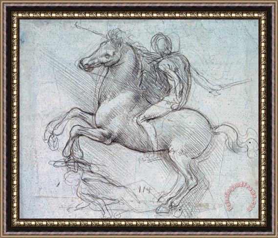 Leonardo da Vinci Leonardo Study For Equestrian Monument Framed Painting
