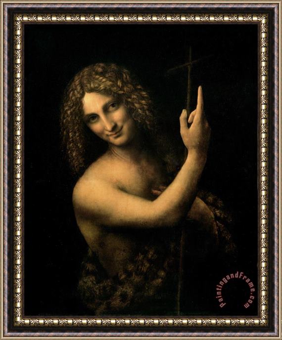 Leonardo da Vinci Saint John The Baptist Framed Painting