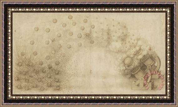 Leonardo da Vinci Study Of Two Mortars For Throwing Explosive Bombs From Atlantic Codex Framed Painting