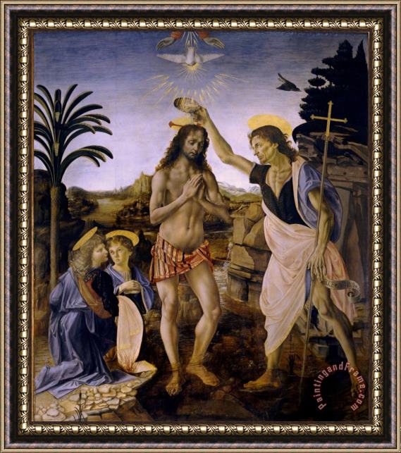 Leonardo da Vinci The Baptism Of Christ Framed Print