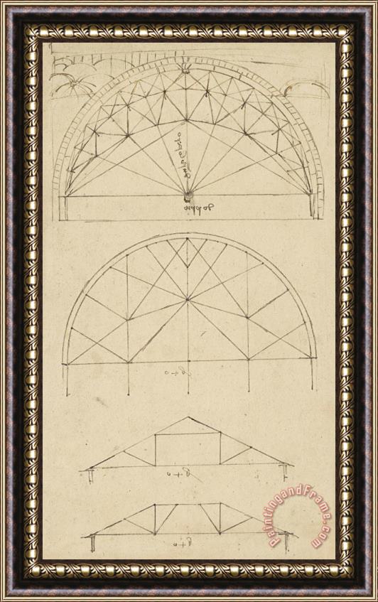 Leonardo da Vinci Underdrawing For Building Temporary Arch Framed Print