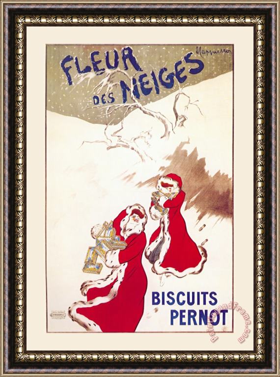 Leonetto Cappiello Fleur Des Neiges Biscuits Pernot Framed Painting