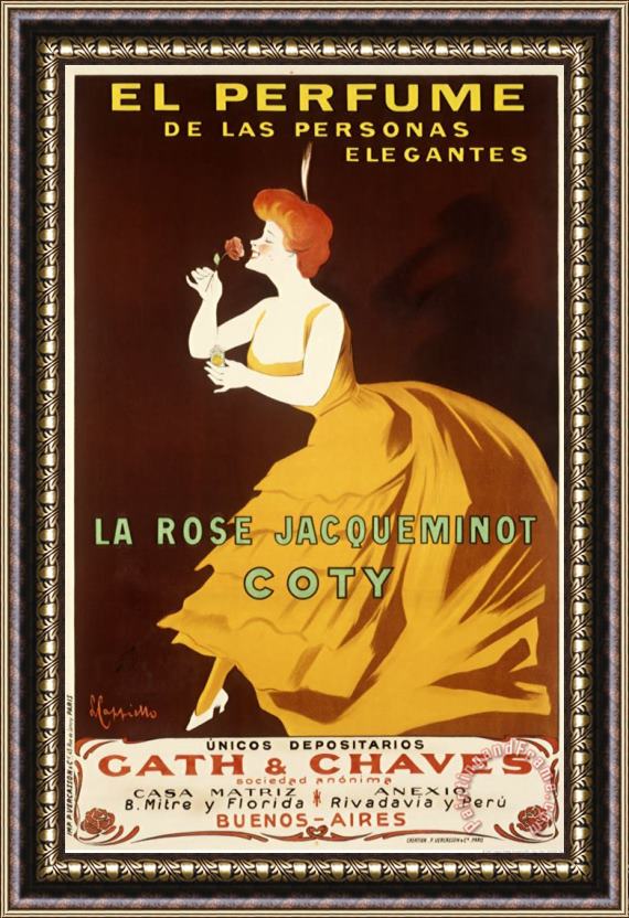 Leonetto Cappiello La Rose Jacqueminot Coty Framed Painting