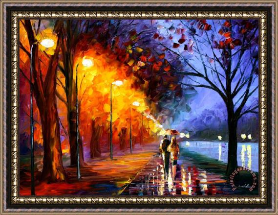 Leonid Afremov Alley by The Lake Framed Painting