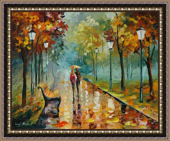 Leonid Afremov Autumn Leafs Framed Painting