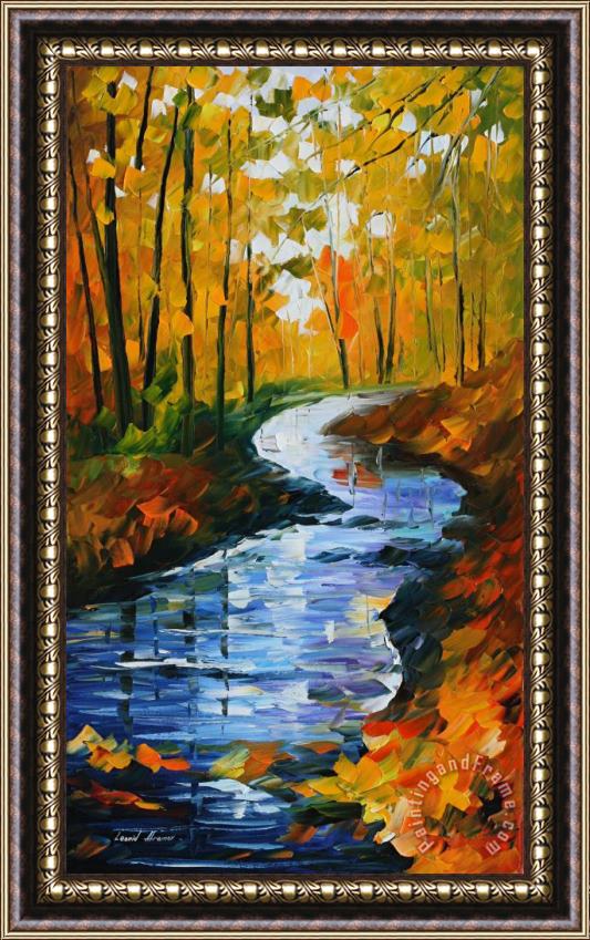 Leonid Afremov Autumn Stream Framed Painting