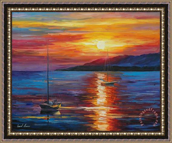 Leonid Afremov Calm Sunset Framed Print
