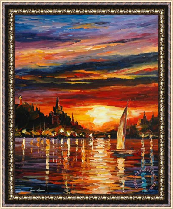 Leonid Afremov Castle By The Sea Framed Painting