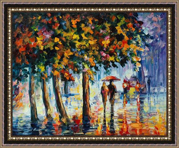 Leonid Afremov Coolness Of The Rain Framed Painting