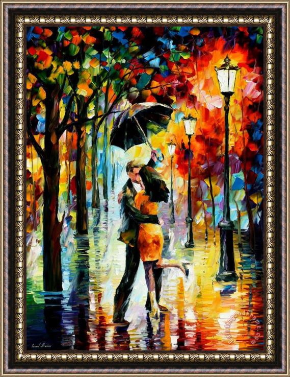 Leonid Afremov Dance Under The Rain Framed Painting