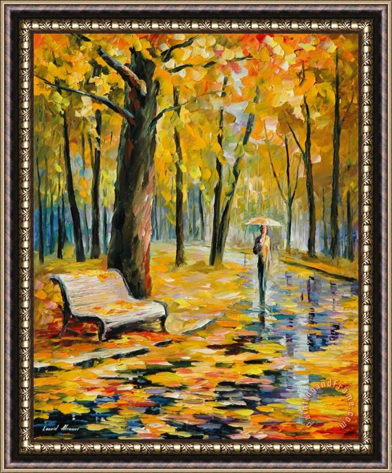 Leonid Afremov Fall Rain Framed Painting