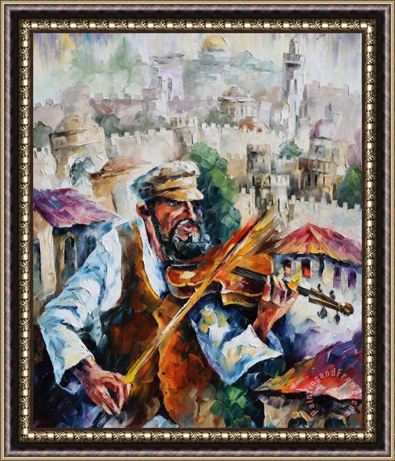 Leonid Afremov Fiddler  - Commissioned painting Framed Print