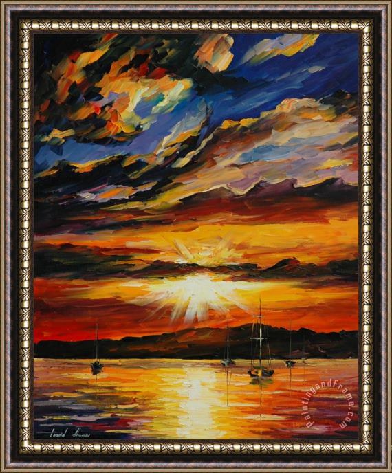 Leonid Afremov Flash Of The Sunset Framed Print