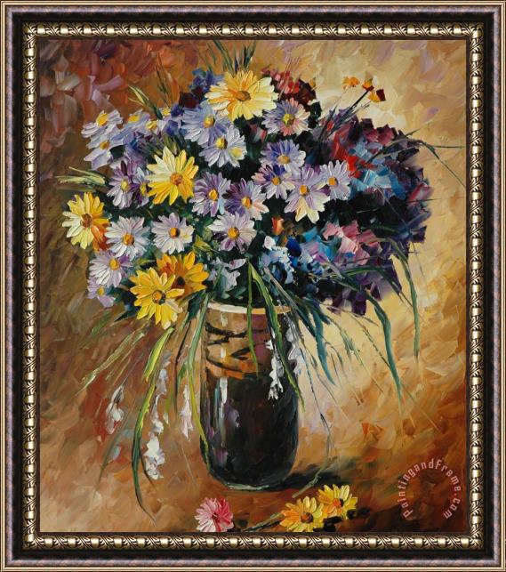Leonid Afremov Flowers Arrangement Framed Painting
