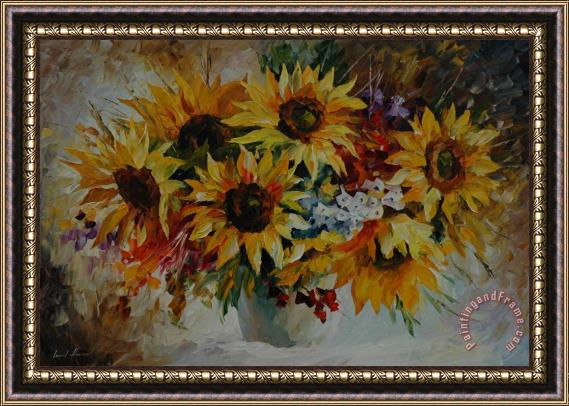 Leonid Afremov Flowers At Dawn Framed Painting