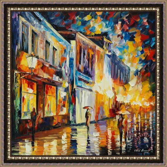 Leonid Afremov Glowing Rain Framed Painting