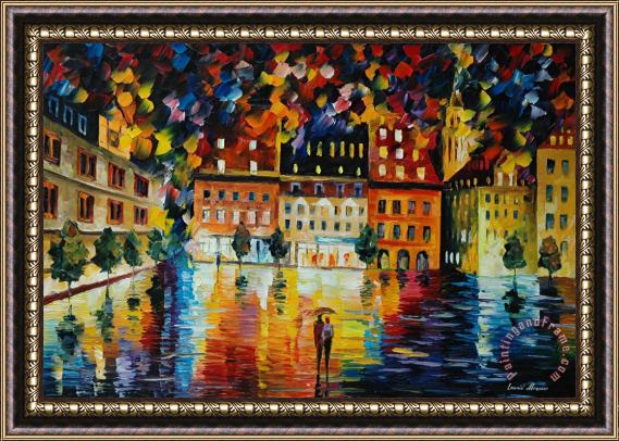 Leonid Afremov In The Old City Framed Painting