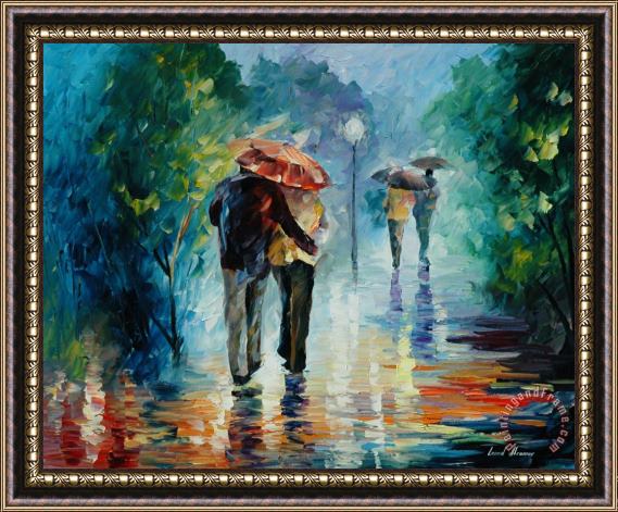 Leonid Afremov Lets Go Where Its Warm And Dry Framed Print