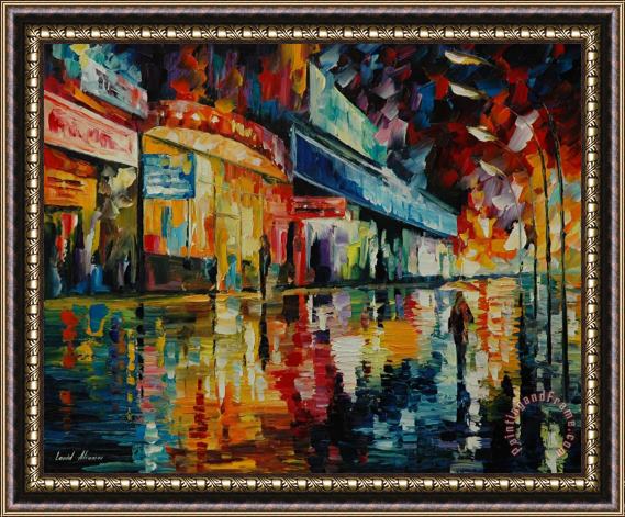 Leonid Afremov Loneliness In The City Framed Painting