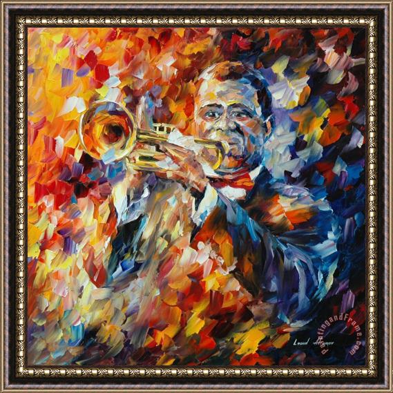 Leonid Afremov Louis Armstrong Framed Painting