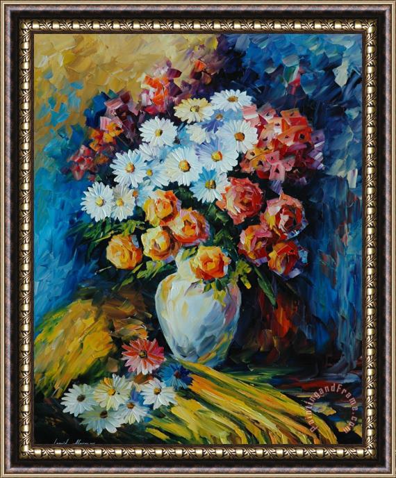Leonid Afremov Night Bouquet Framed Painting