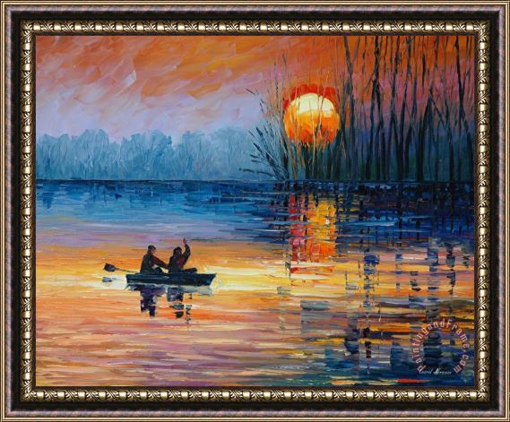 Leonid Afremov Night Fishing Framed Print