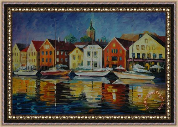 Leonid Afremov Northern Harbor Framed Painting