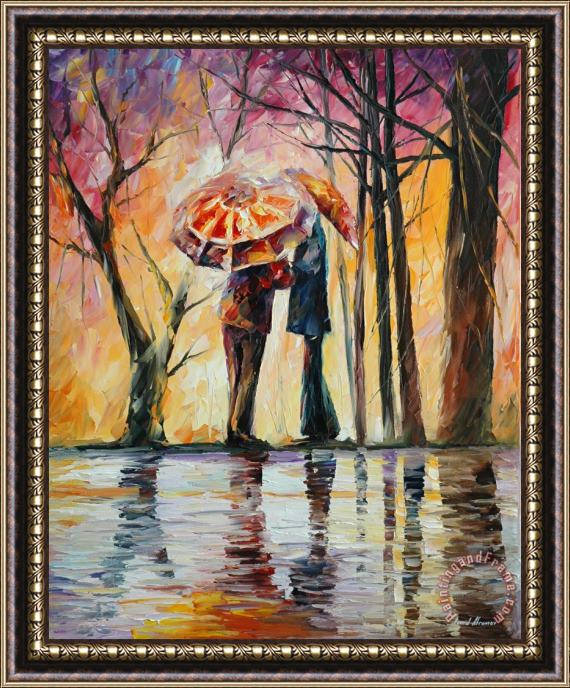 Leonid Afremov Rainy Date Framed Painting