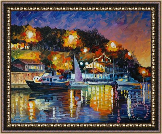 Leonid Afremov River Wharf Framed Painting